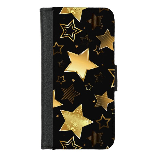 Seamless pattern with Golden Stars iPhone Wallet Case (Front)