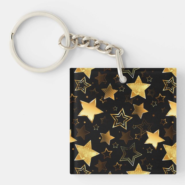 Seamless pattern with Golden Stars Keychain (Front)