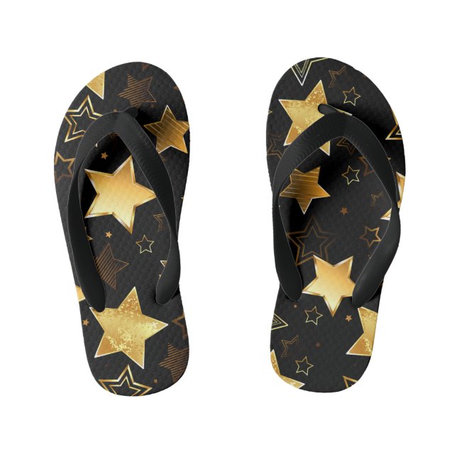 Seamless pattern with Golden Stars Kid's Flip Flops (Footbed)
