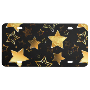 Seamless pattern with Golden Stars License Plate