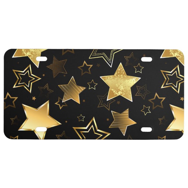 Seamless pattern with Golden Stars License Plate (Front)