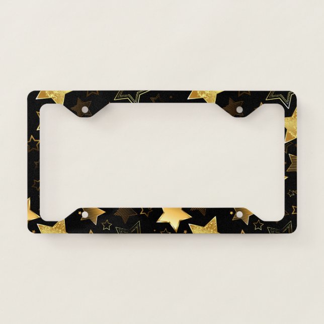 Seamless pattern with Golden Stars License Plate Frame (Front)