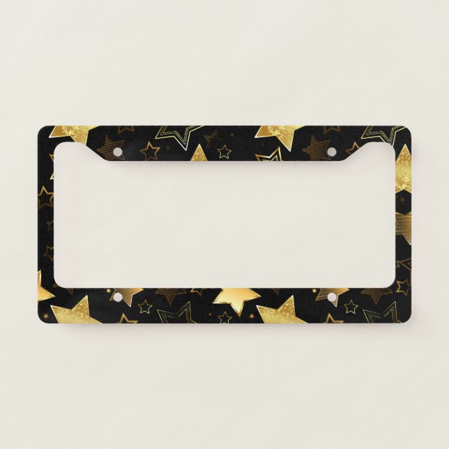 Seamless pattern with Golden Stars License Plate Frame (Front)