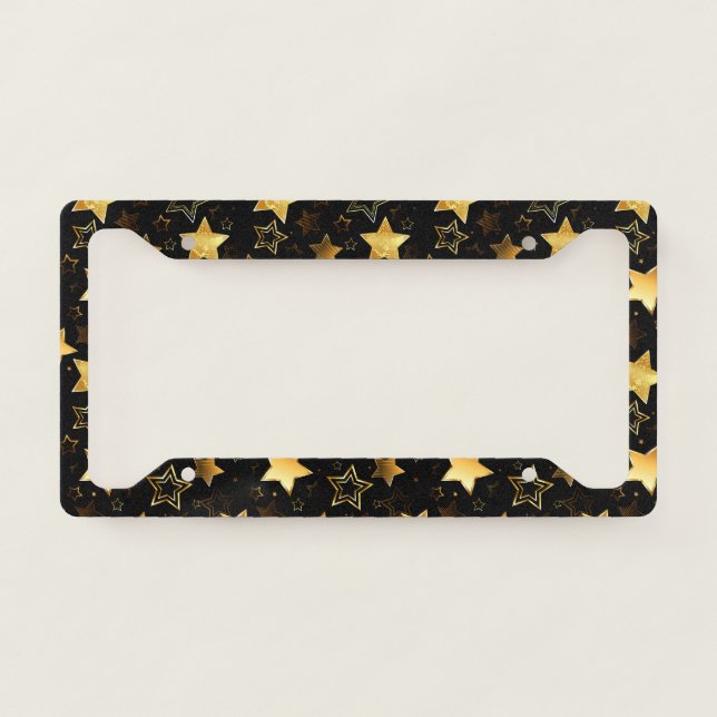 Seamless pattern with Golden Stars License Plate Frame (Front)