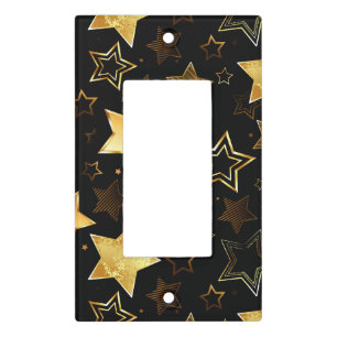 Seamless pattern with Golden Stars Light Switch Cover