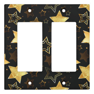 Seamless pattern with Golden Stars Light Switch Cover