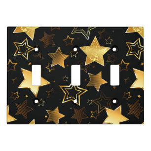 Seamless pattern with Golden Stars Light Switch Cover