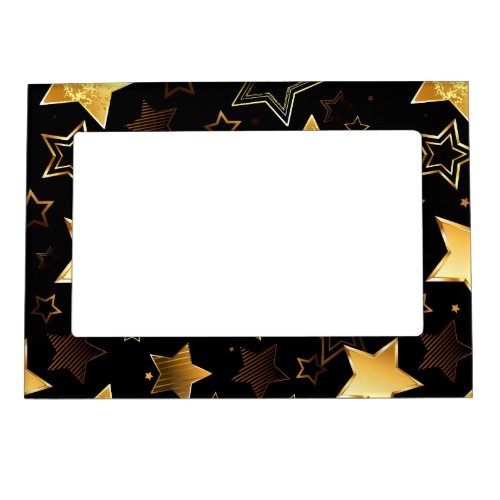 Seamless pattern with Golden Stars Magnetic Frame