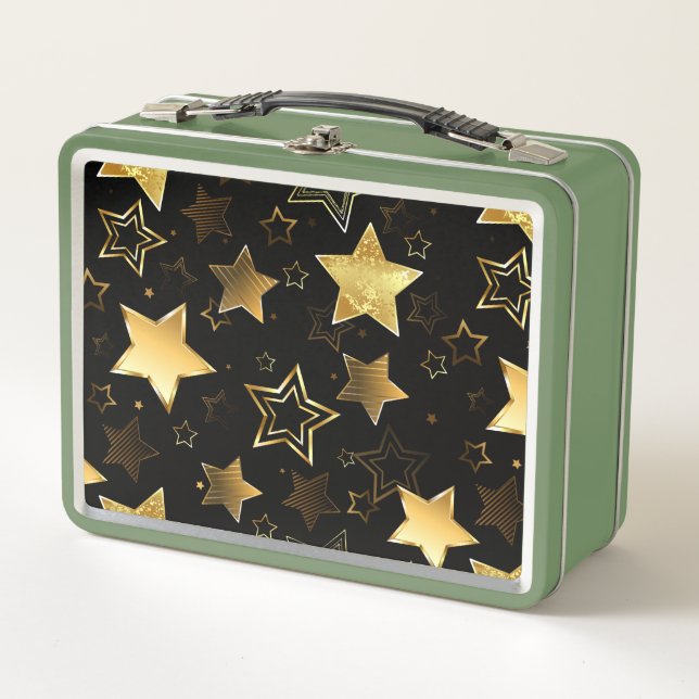 Seamless pattern with Golden Stars Metal Lunch Box (Front)