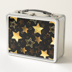 Seamless pattern with Golden Stars Metal Lunch Box