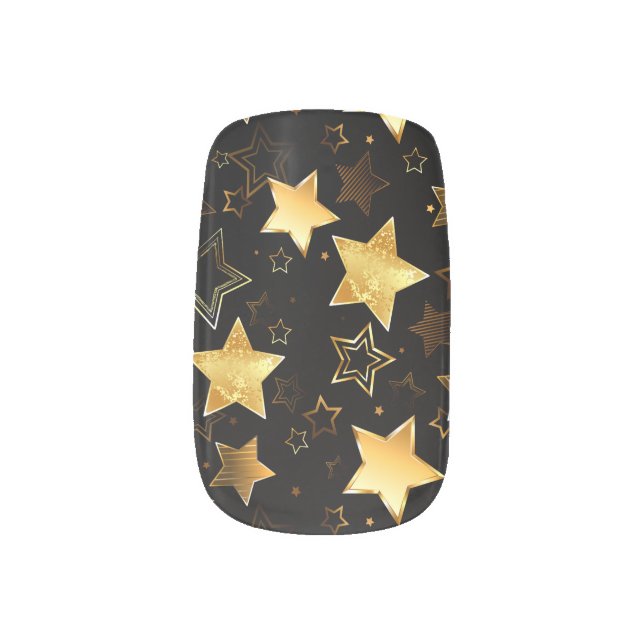 Seamless pattern with Golden Stars Minx Nail Art (Left Thumb)