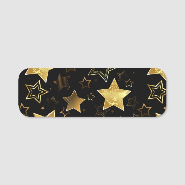 Seamless pattern with Golden Stars Name Tag (Front)