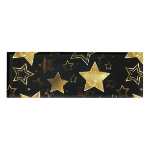 Seamless pattern with Golden Stars Name Tag