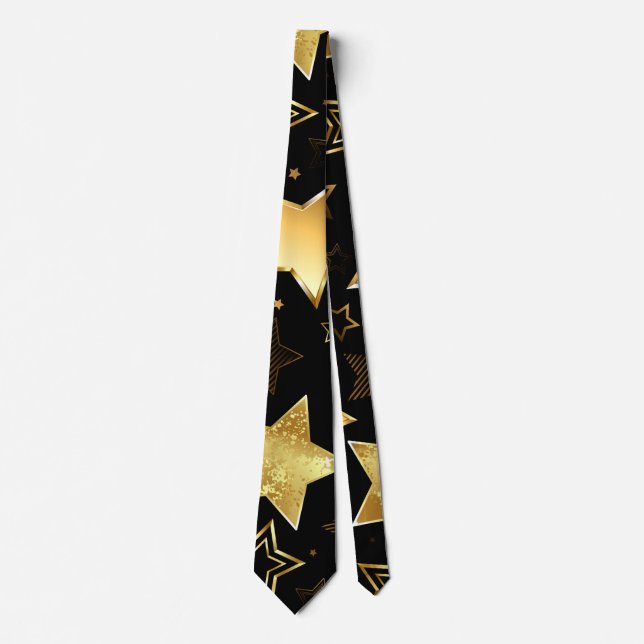 Seamless pattern with Golden Stars Neck Tie (Front)