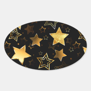 Seamless pattern with Golden Stars Oval Sticker