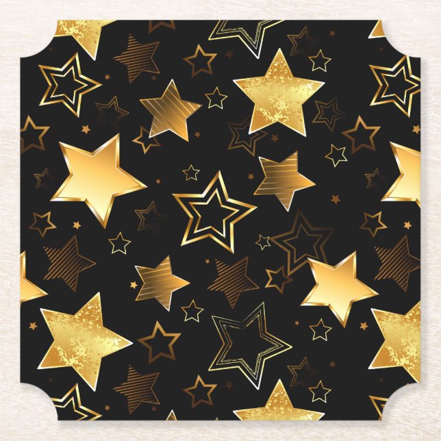 Seamless pattern with Golden Stars Paper Coaster (Front)