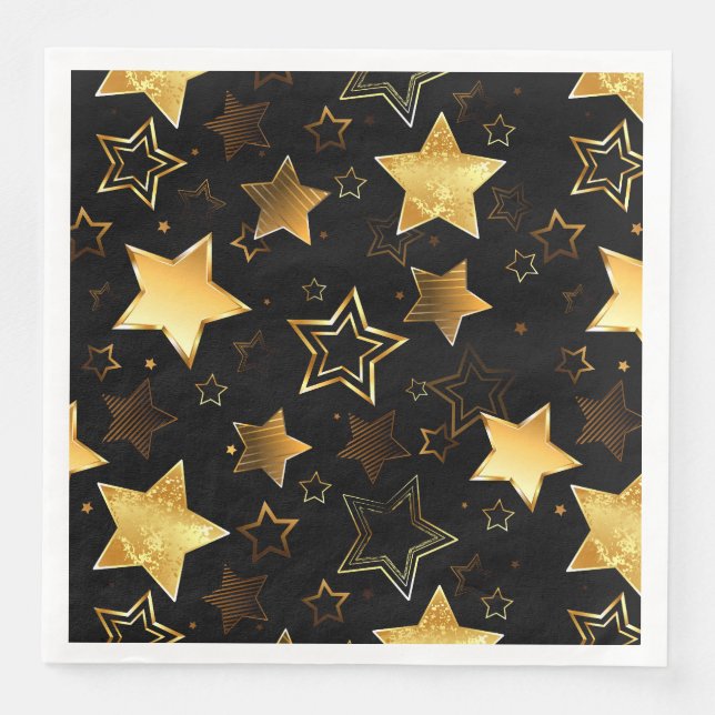 Seamless pattern with Golden Stars Paper Dinner Napkins (Front)