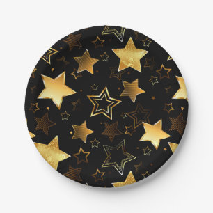 Seamless pattern with Golden Stars Paper Plates