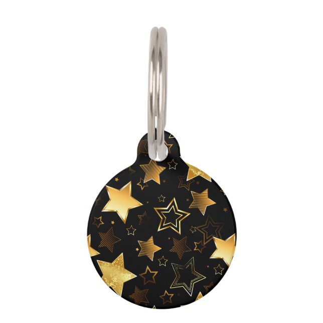 Seamless pattern with Golden Stars Pet ID Tag (Front)