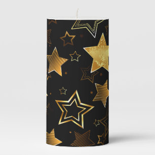 Seamless pattern with Golden Stars Pillar Candle