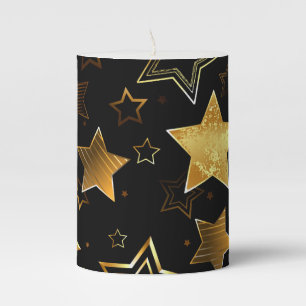 Seamless pattern with Golden Stars Pillar Candle