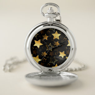 Seamless pattern with Golden Stars Pocket Watch