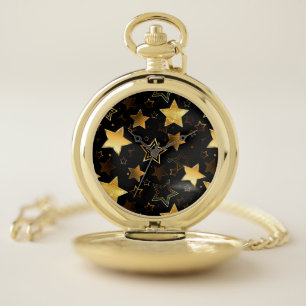 Seamless pattern with Golden Stars Pocket Watch