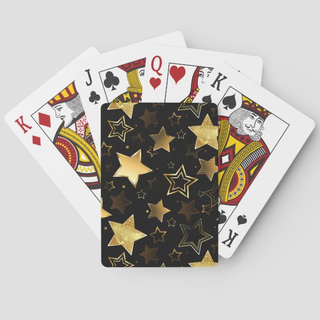 Seamless pattern with Golden Stars Poker Cards (Back)