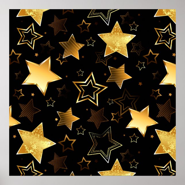 Seamless pattern with Golden Stars Poster (Front)