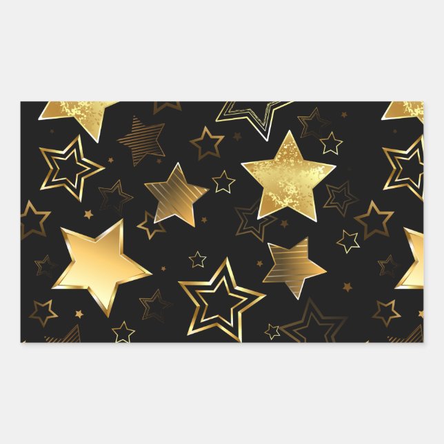Seamless pattern with Golden Stars Rectangular Sticker (Front)