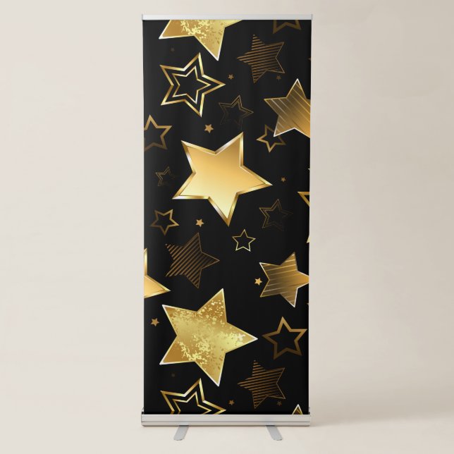 Seamless pattern with Golden Stars Retractable Banner (Front)