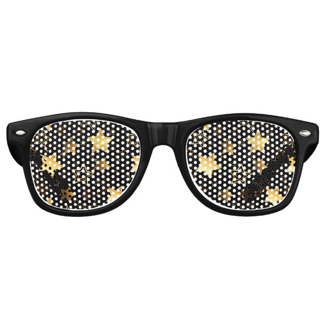 Seamless pattern with Golden Stars Retro Sunglasses (Front)