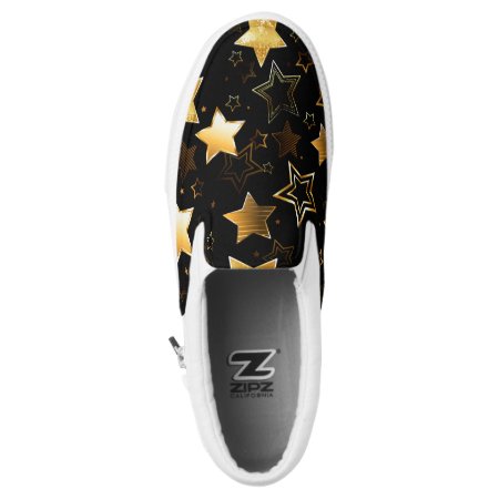 Seamless Pattern With Golden Stars Slip-on Sneakers