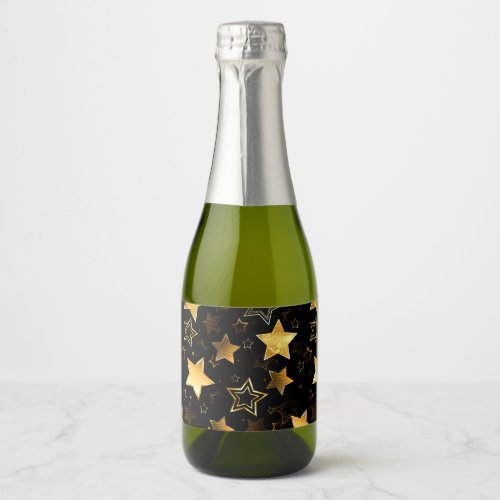 Seamless pattern with Golden Stars Sparkling Wine Label