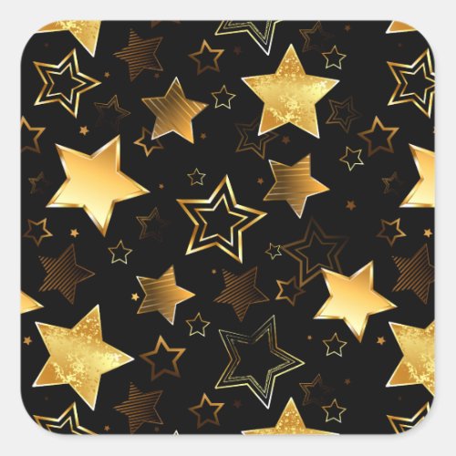 Seamless pattern with Golden Stars Square Sticker