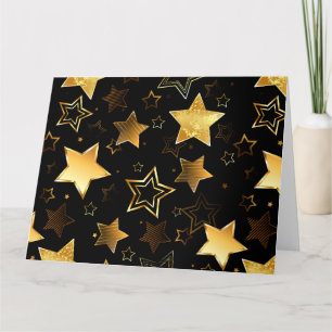 Seamless pattern with Golden Stars Thank You Card