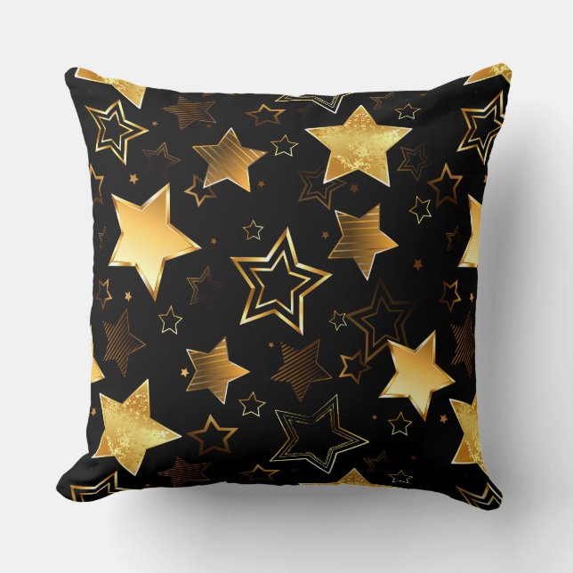 Seamless pattern with Golden Stars Throw Pillow (Front)