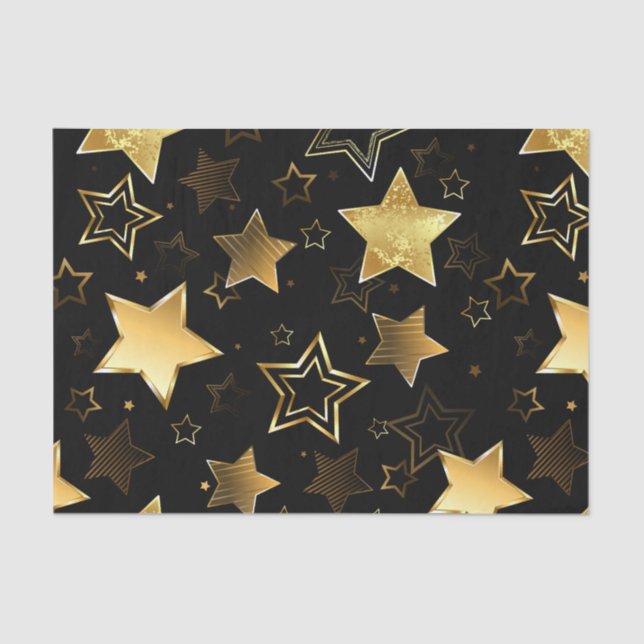 Seamless pattern with Golden Stars Tissue Paper (Front)