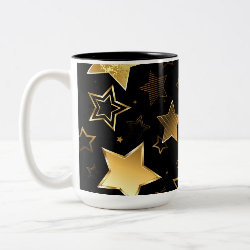 Seamless pattern with Golden Stars Two_Tone Coffee Mug