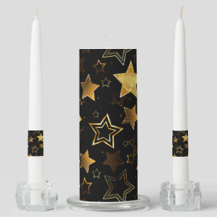 Seamless pattern with Golden Stars Unity Candle Set