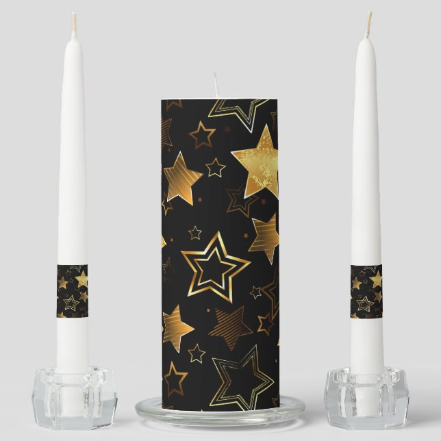 Seamless pattern with Golden Stars Unity Candle Set (Front)