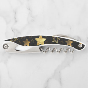 Seamless pattern with Golden Stars Waiter's Corkscrew