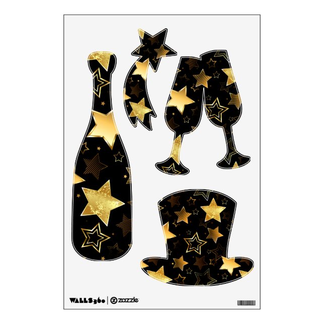 Seamless pattern with Golden Stars Wall Decal (Front)
