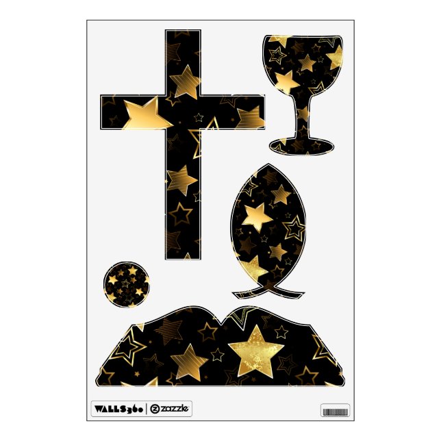 Seamless pattern with Golden Stars Wall Decal (Front)