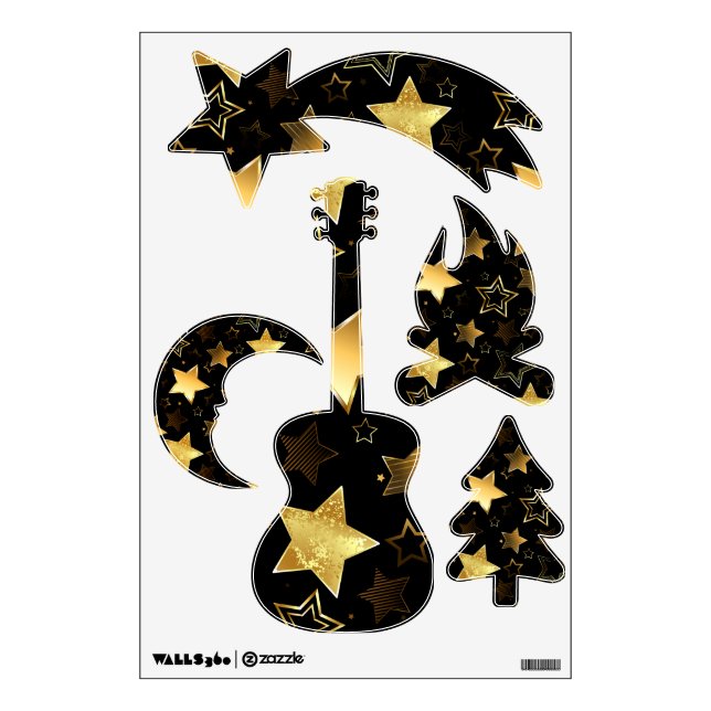 Seamless pattern with Golden Stars Wall Decal (Front)