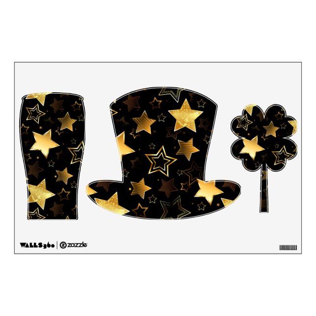 Seamless pattern with Golden Stars Wall Decal (Front)