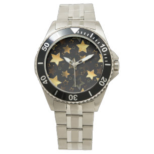Seamless pattern with Golden Stars Watch