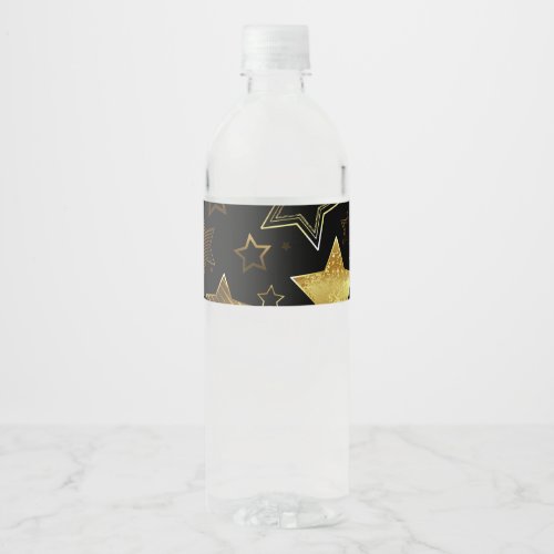 Seamless pattern with Golden Stars Water Bottle Label