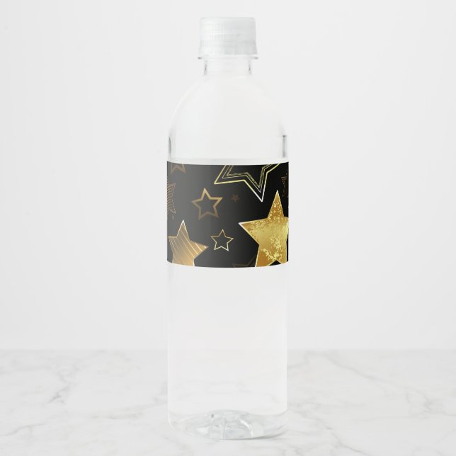 Seamless pattern with Golden Stars Water Bottle Label (Front)