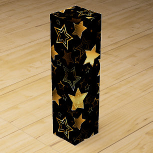 Seamless pattern with Golden Stars Wine Box